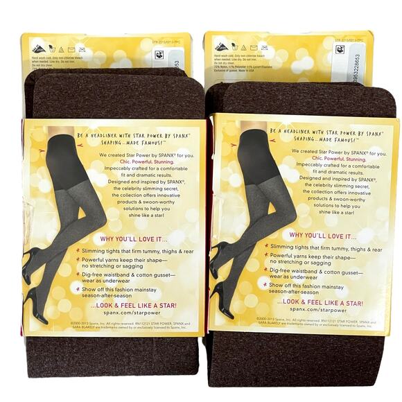 Star Power Spanx Lot of 2 Center Stage Shaping Tights 2215 Heathered Java Size A - Picture 3 of 6